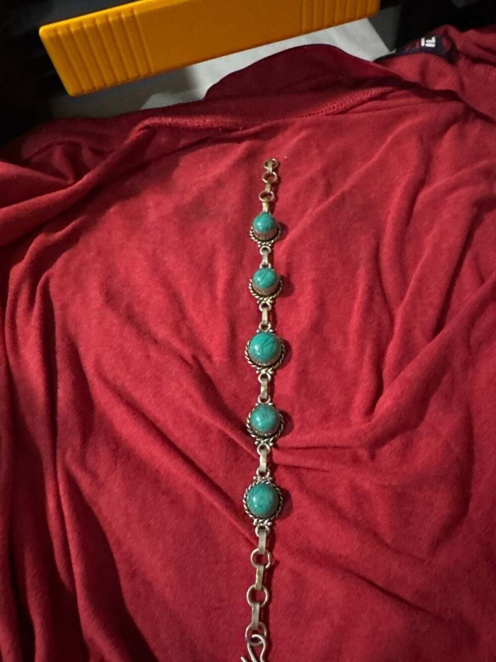 Vintage Style Turquoise Cabochon 925 Sterling Silver Plated Link Bracelet